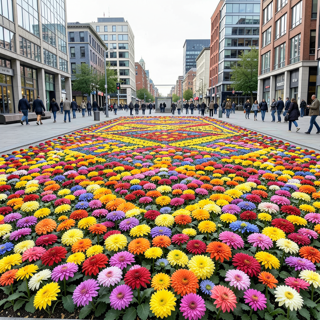 Bradford's 300,000-dahlia flower carpet opens in Centenary Square